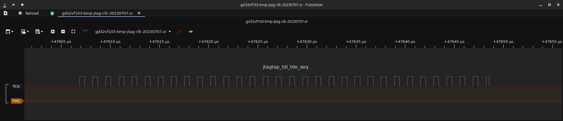 A detailed view of the second pulse section of interst